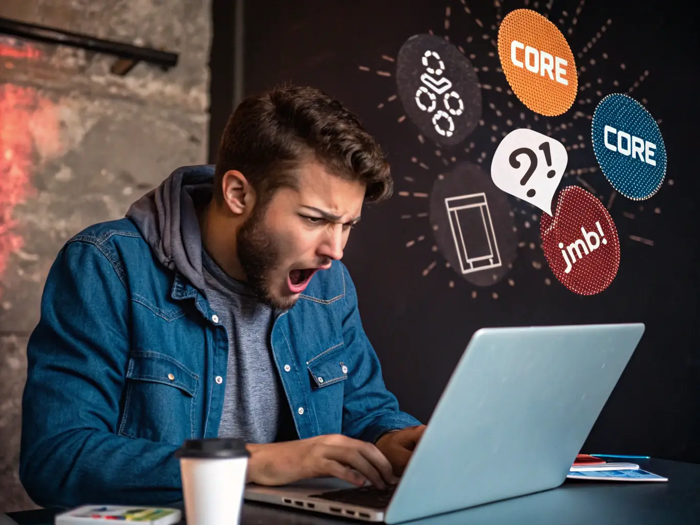 An image showcasing a full-stack developer working on a complex coding project, with visual elements representing various programming languages and frameworks.